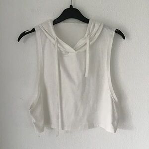 White Sleeveless Hoodie Top